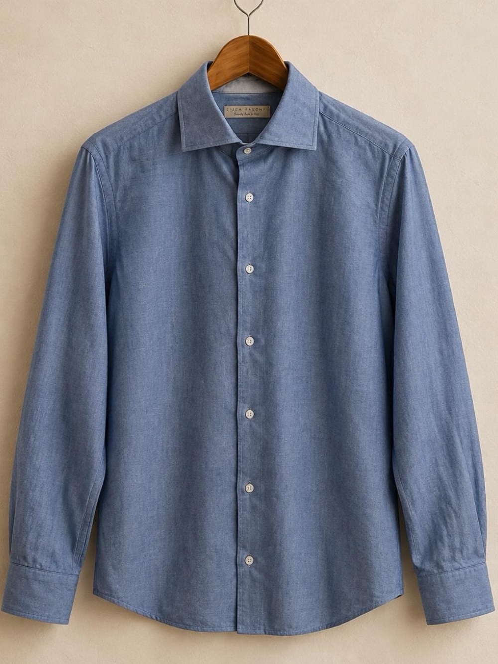 Classic Luca Fallon Light Blue Men's Dress Shirt Made in Italy